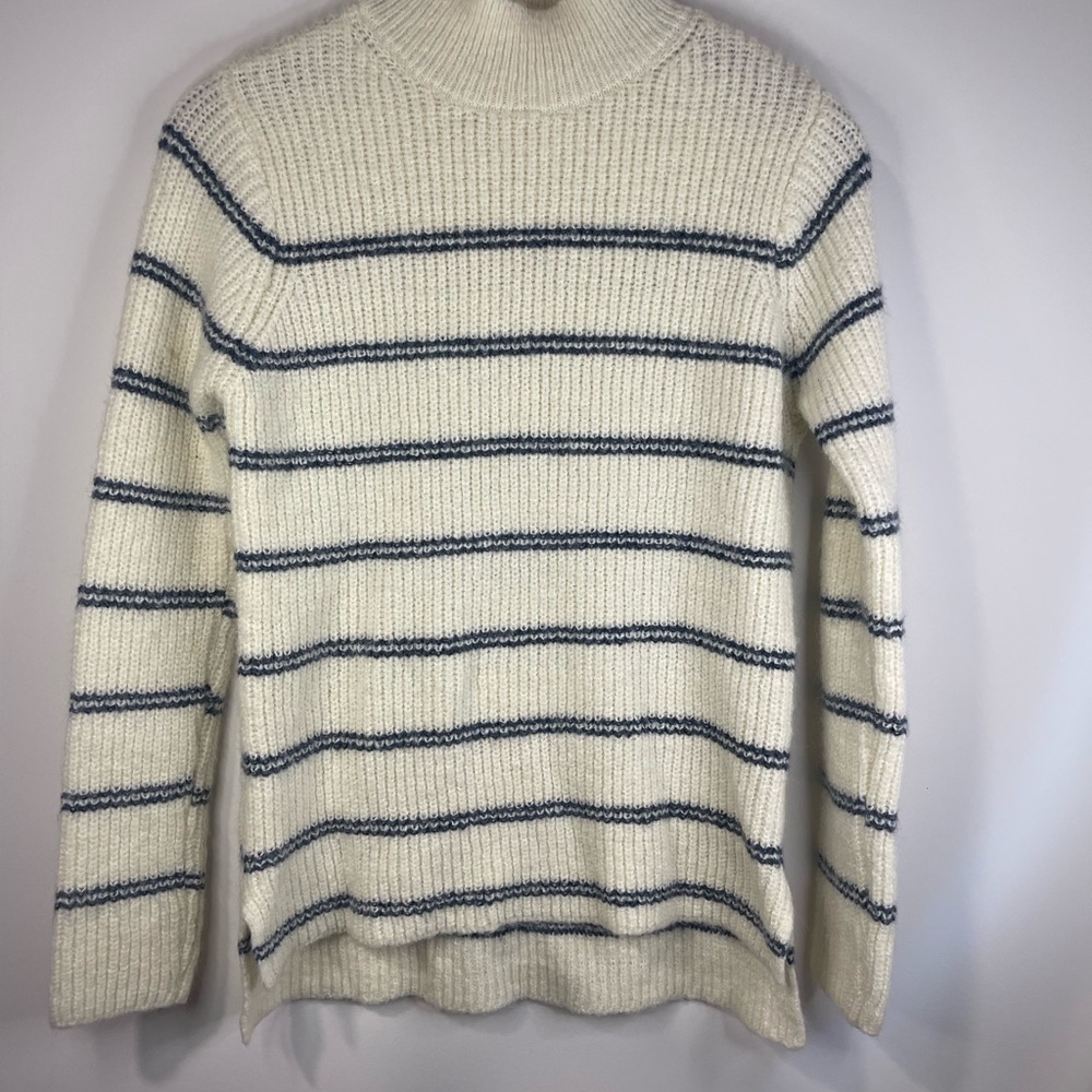 Maurices White and Blue Turtleneck‎ Sweater Nautical Stripes - Picture 4 of 8